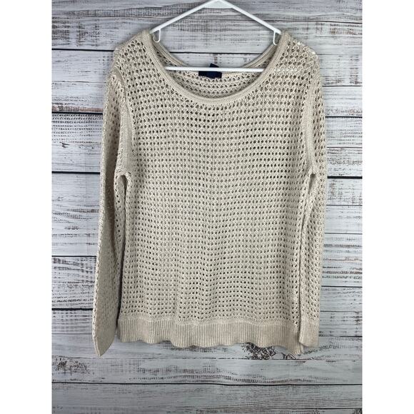 Gap Sweaters - Gap Open Knit Crewneck Sweater Cream Medium Coastal Nautical Beachy Minimalist